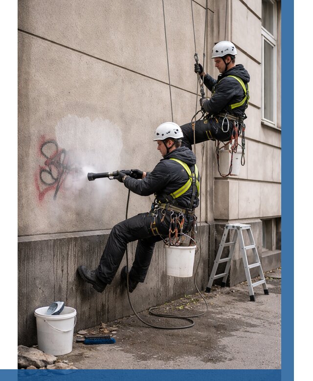 Удаление граффити с фасада в Орске от 4653 р. | ВЫСОТНИК-Рск