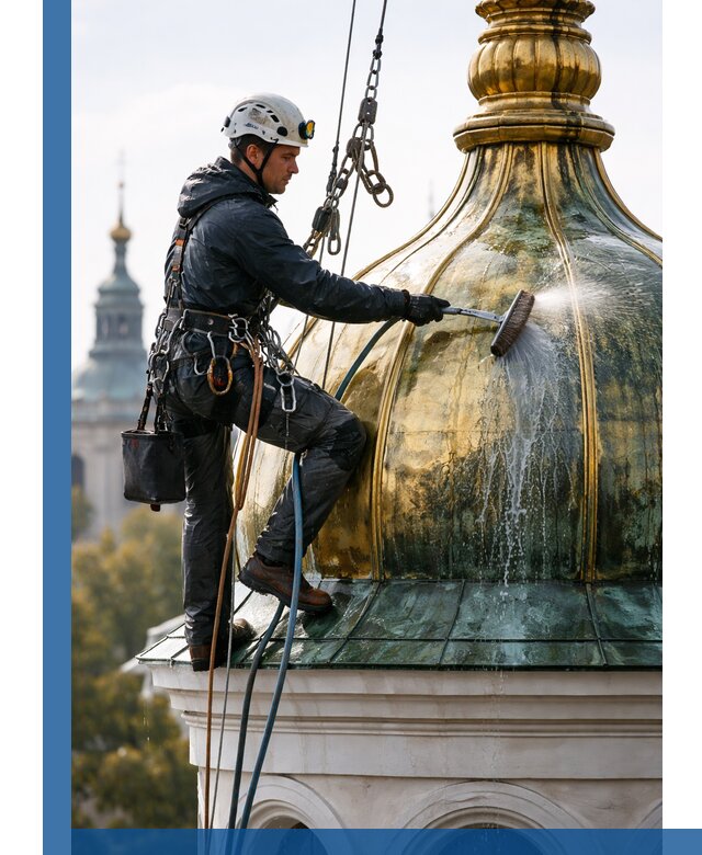 Профессиональная мойка куполов и шпилей высотными альпинистами в Орске