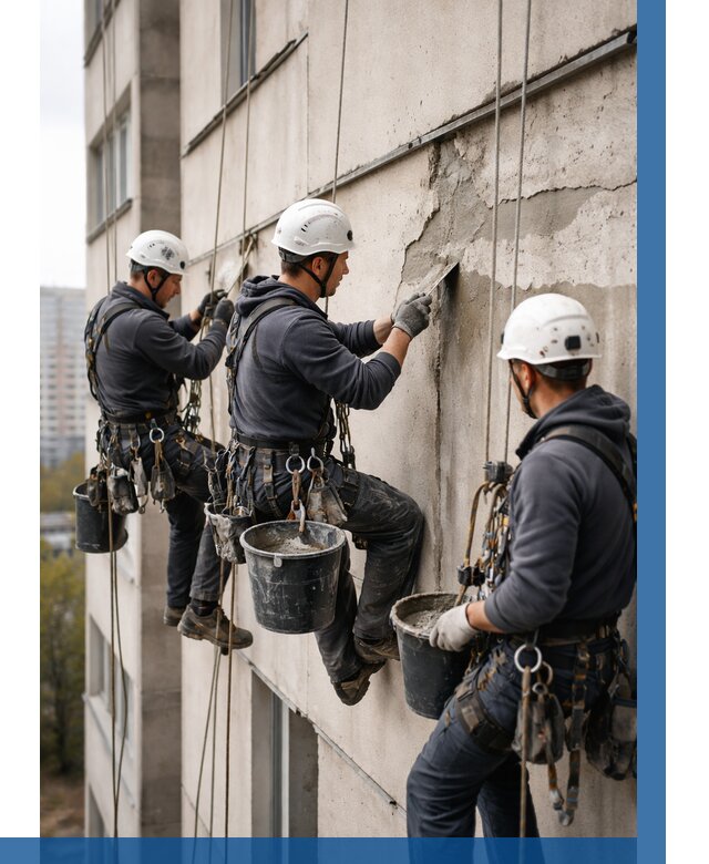 Ремонт бетонных элементов фасада в Орске от 2585 р. | ВЫСОТНИК-Рск