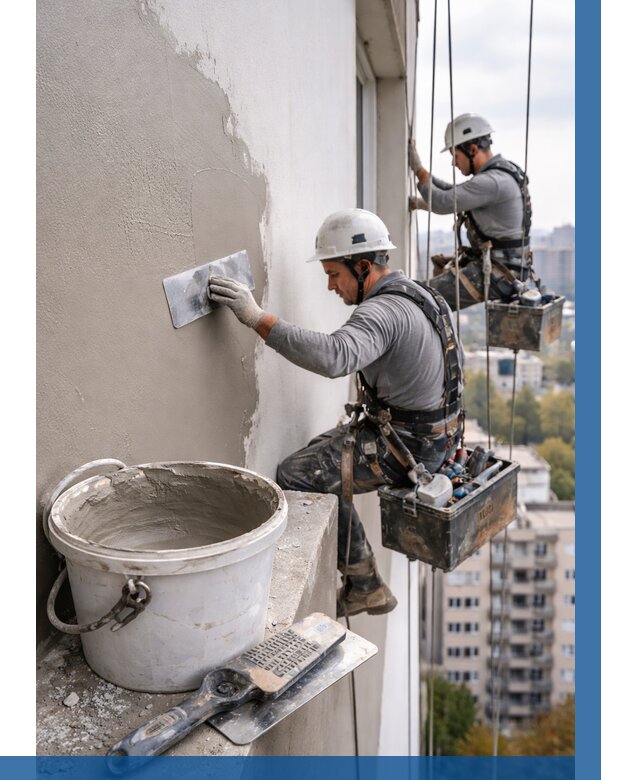 Шпаклевка фасада на высоте в Орске от 724 р. | ВЫСОТНИК-Рск