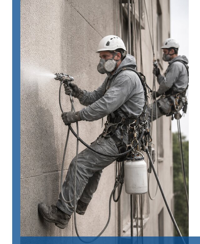 Безвоздушная покраска фасадов зданий в Орске профессионально