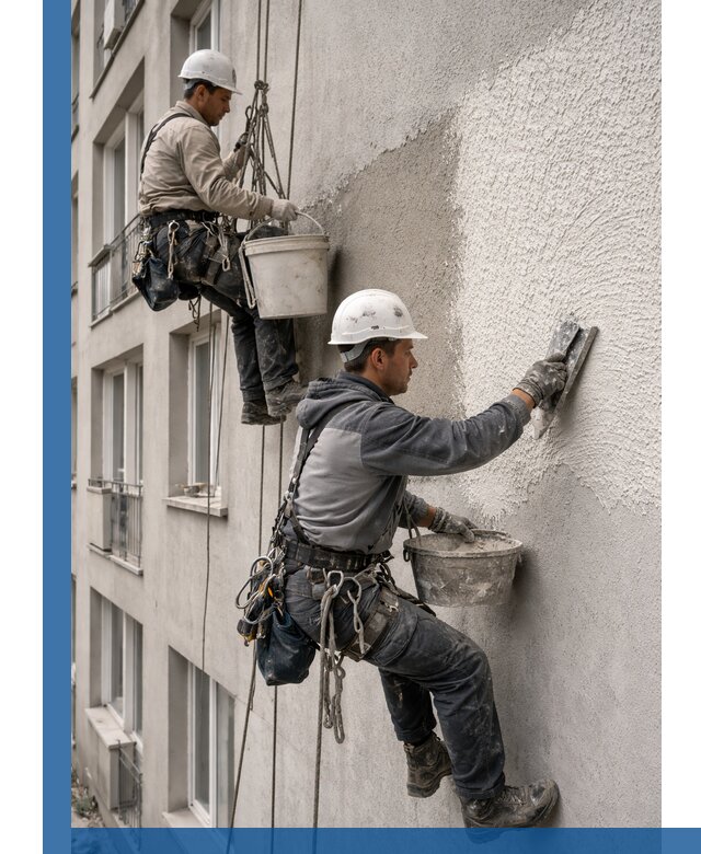 Нанесение декоративной штукатурки короед на фасад в Орске