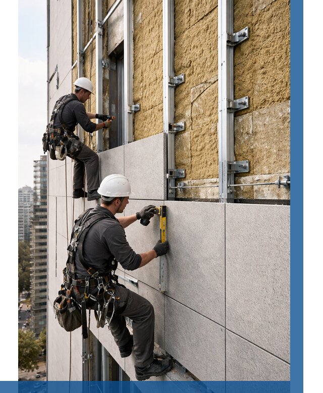 Монтаж вентилируемого фасада в Орске от 3619 р. | ВЫСОТНИК-Рск