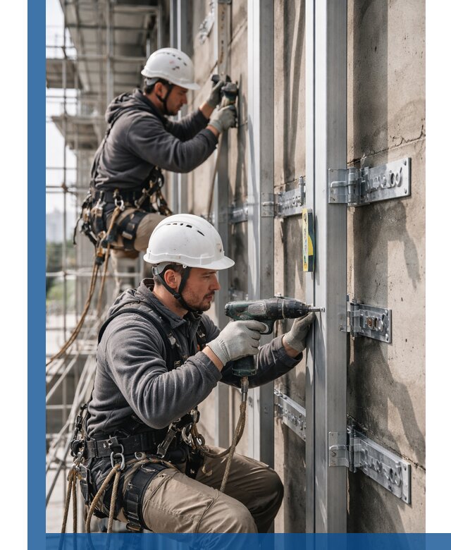 Монтаж и крепление подсистемы вентфасада в Орске