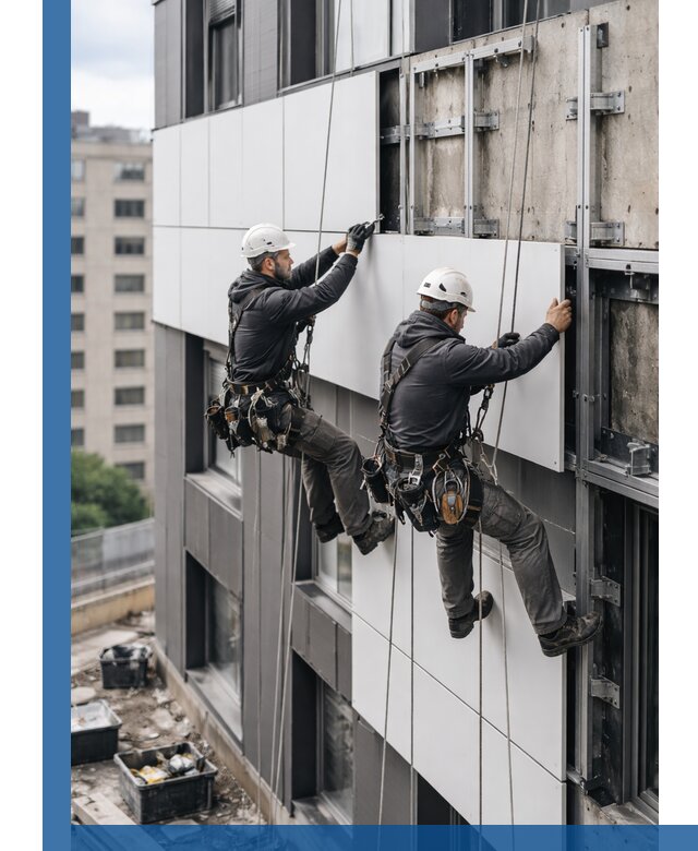 Монтаж композитных панелей фасада в Орске под ключ