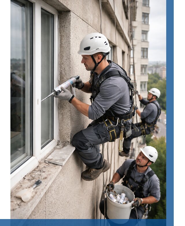 Герметизация оконных швов снаружи в Орске от 1551 р. | ВЫСОТНИК-Рск