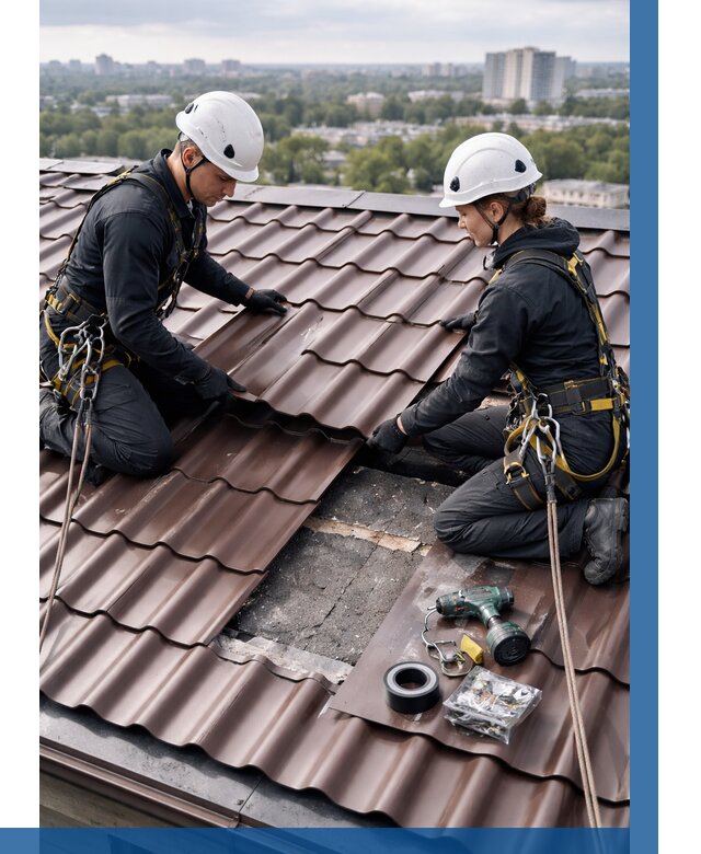 Ремонт металлочерепицы на крыше в Орске от 931 р. | ВЫСОТНИК-Рск