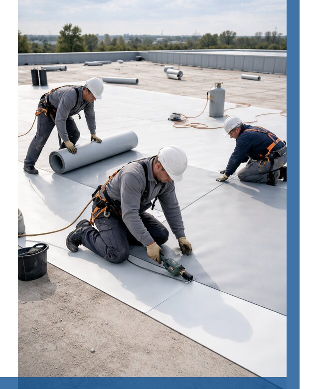 Монтаж мембранной кровли под ключ в Орске от 1241 р. | ВЫСОТНИК-Рск