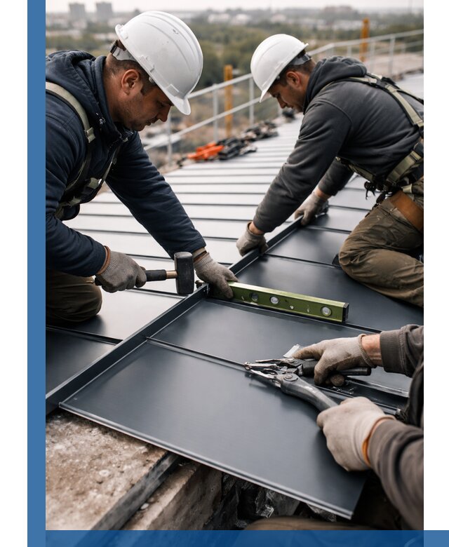 Монтаж фальцевой кровли в Орске для промышленных зданий