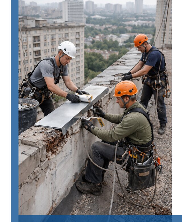 Ремонт парапета на кровле в Орске, высотные работы с гарантией