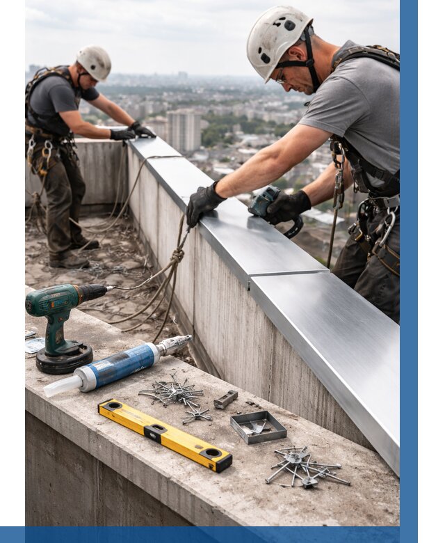 Монтаж парапетных крышек в Орске от 827 р. | ВЫСОТНИК-Рск