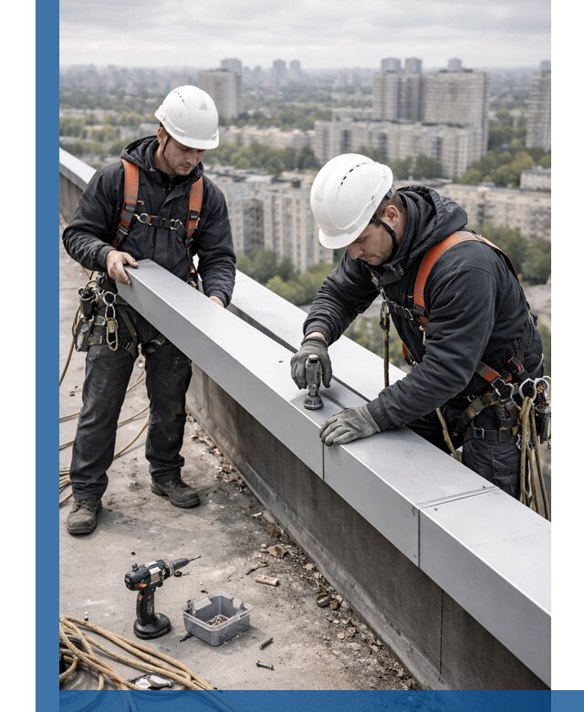 Монтаж парапетных крышек и ограждений кровли в Орске