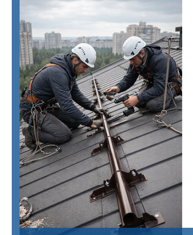 Монтаж снегозадержателей на кровле зданий в Орске под ключ