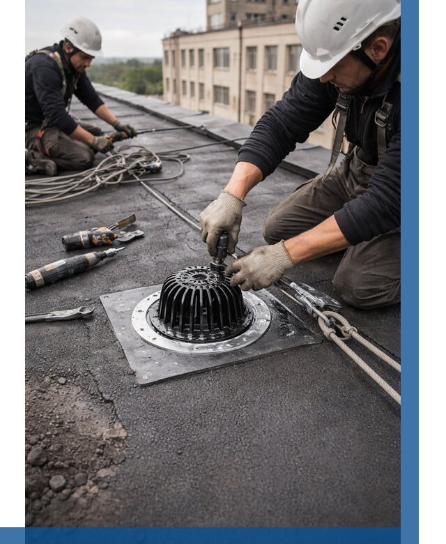 Установка водосточных воронок в Орске цена от 3619 р. | ВЫСОТНИК-Рск