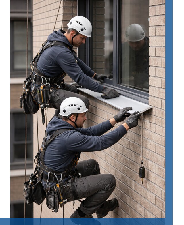 Монтаж оконных отливов под ключ в Орске от 3619 р. | ВЫСОТНИК-Рск