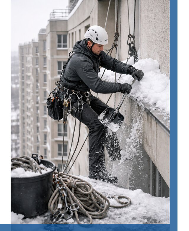 Очистка карнизов от снега в Орске от 310 р. | ВЫСОТНИК-Рск