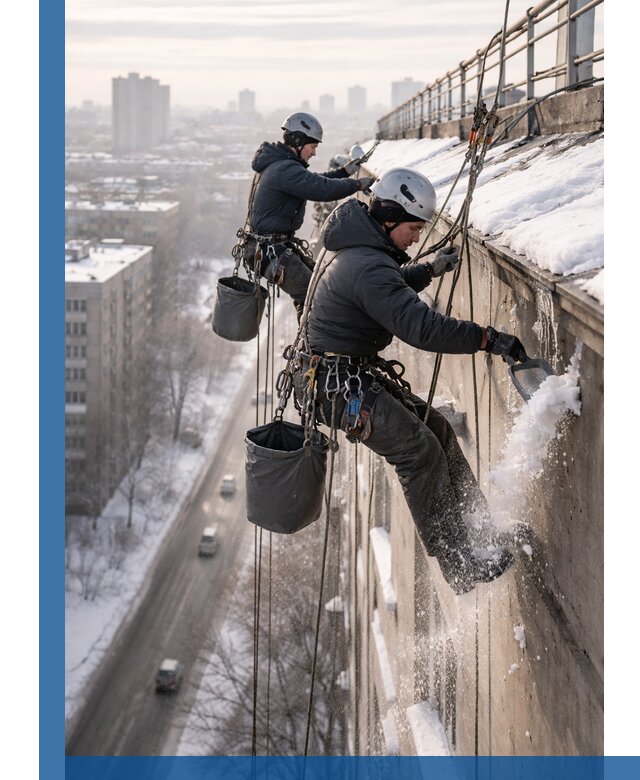 Очистка карнизов от снега в Орске профессионально и безопасно