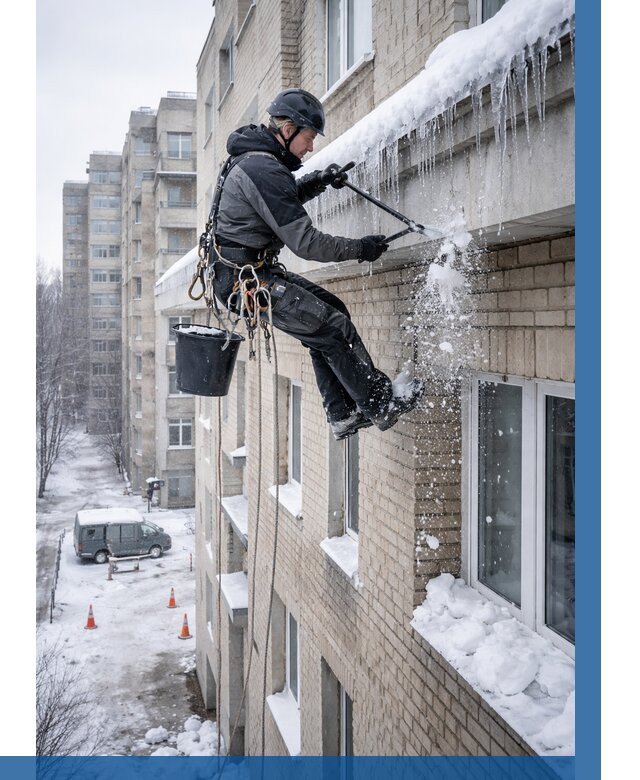 Удаление наледи с карнизов в Орске от 362 р. | ВЫСОТНИК-Рск