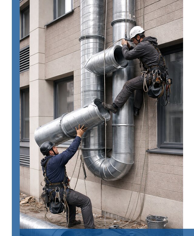 Монтаж фасадных воздуховодов в Орске с герметизацией и крепежом