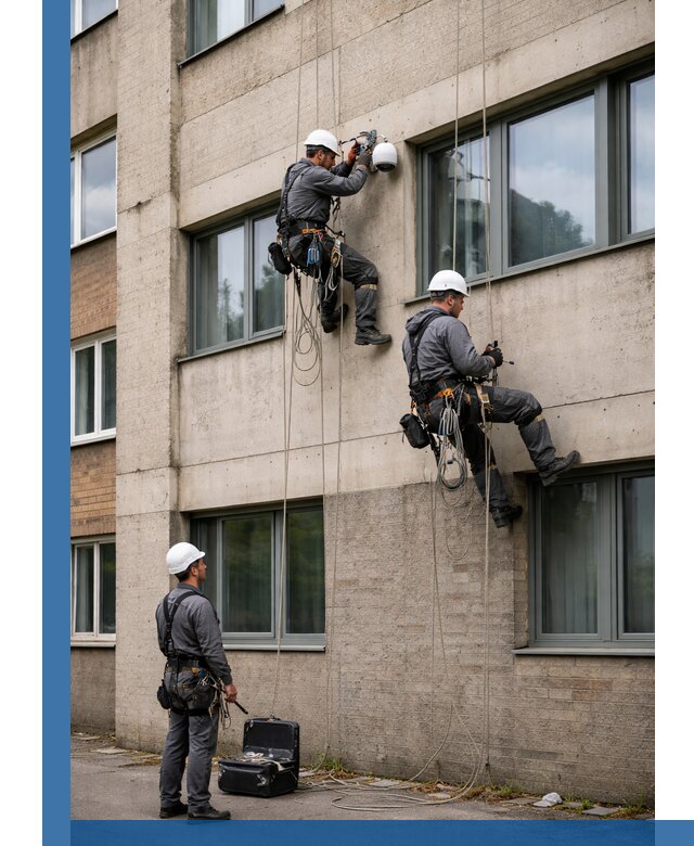 Монтаж фасадных камер видеонаблюдения в Орске под ключ