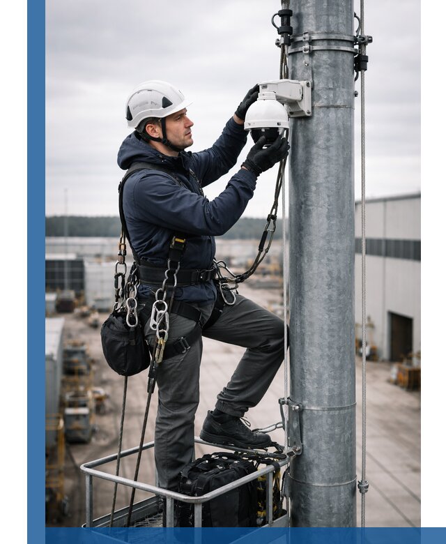 Профессиональная установка видеокамер на мачте в Орске