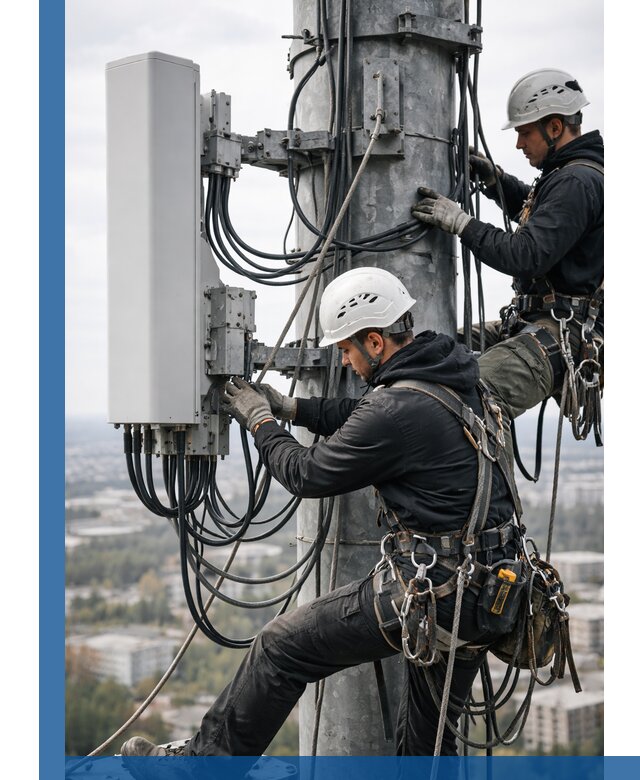 Монтаж оборудования связи на мачте в Орске с пусконаладкой