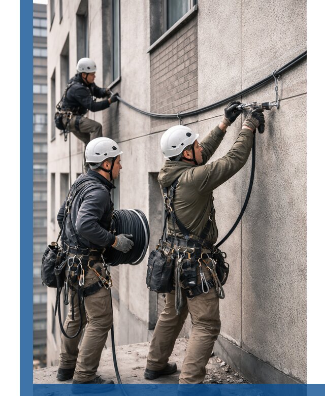 Прокладка кабеля по фасаду в Орске, профессиональный монтаж