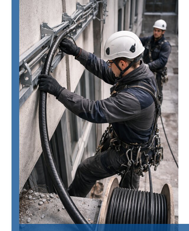 Протяжка кабеля питания на высоте в Орске с гарантией безопасности и качества