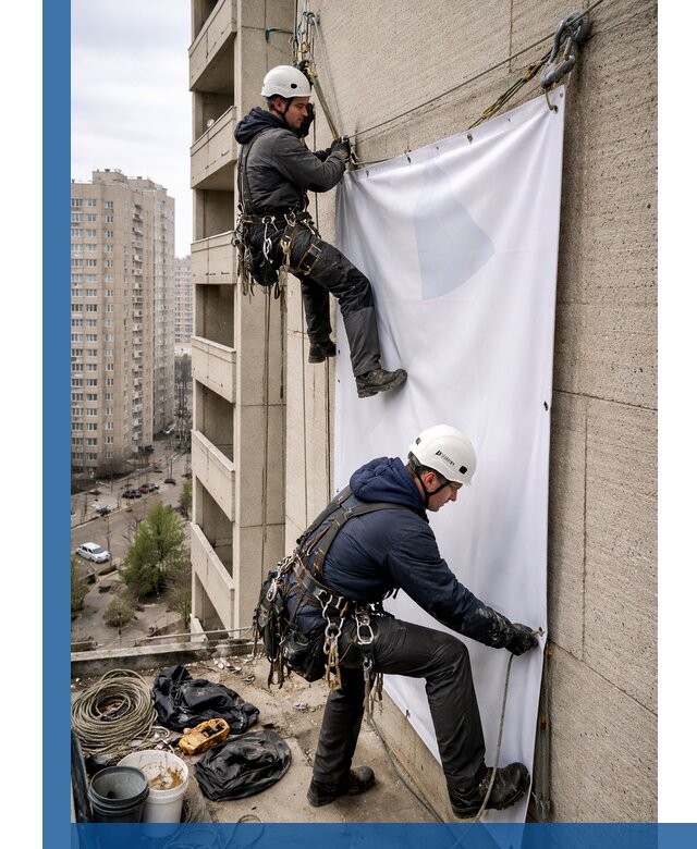 Профессиональный монтаж баннеров на фасаде в Орске