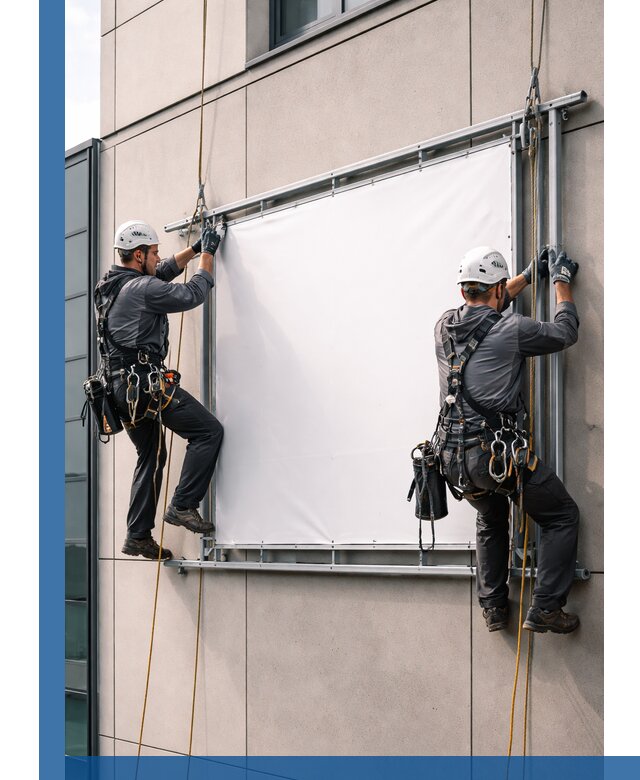 Монтаж наружной рекламной вывески в Орске под ключ