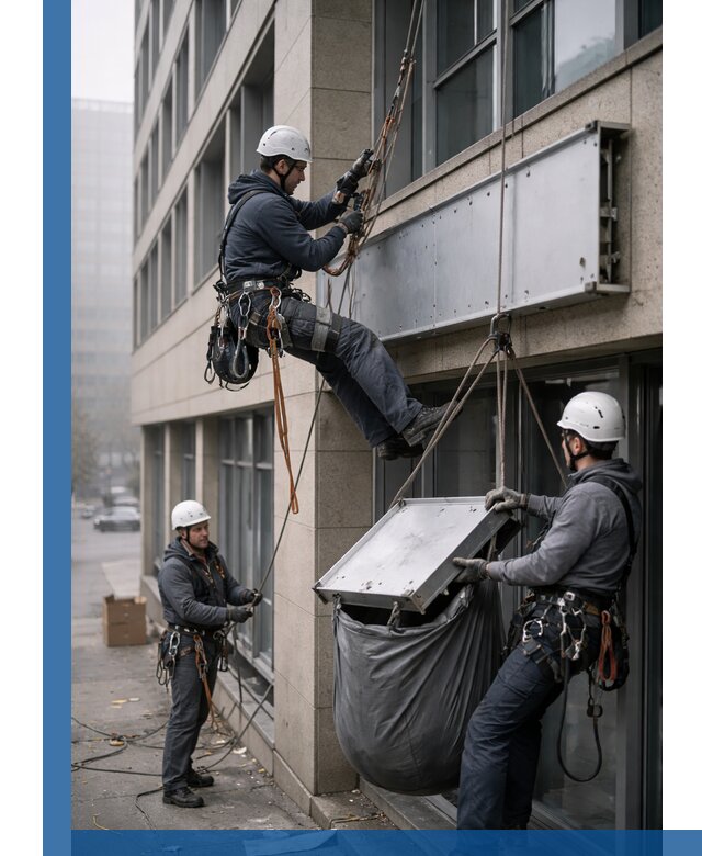 Демонтаж рекламной вывески с высотными работами в Орске