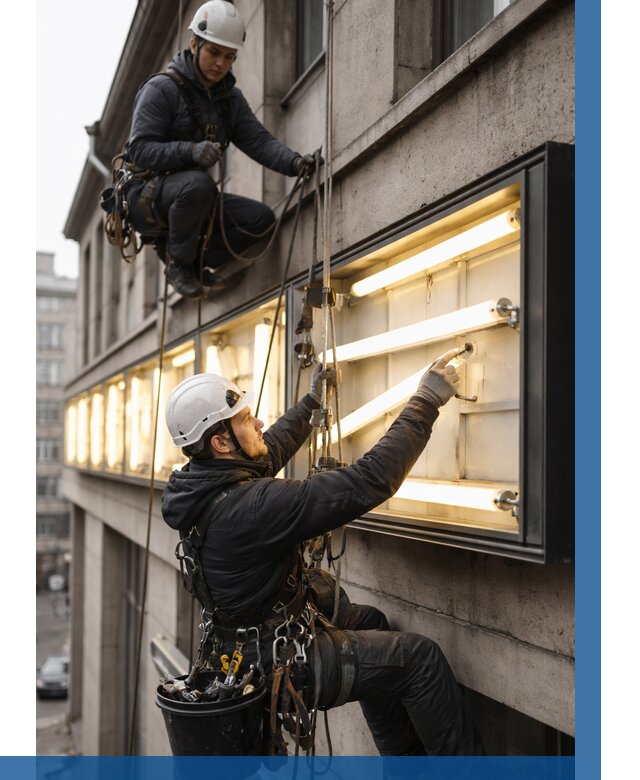 Замена ламп в вывеске в Орске под ключ от 3619 р. | ВЫСОТНИК-Рск