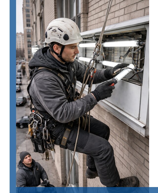 Профессиональная замена ламп в наружной вывеске в Орске