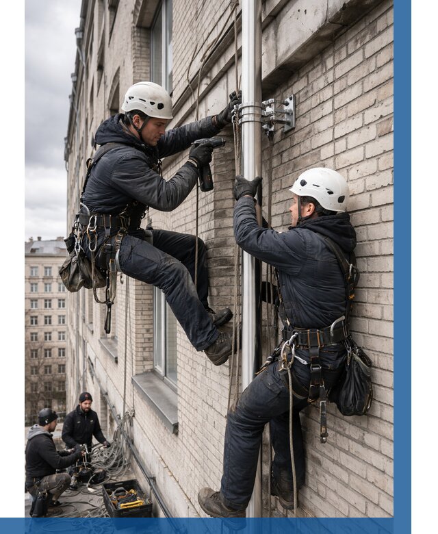 Монтаж флагштока на здании в Орске от 6721 р. | ВЫСОТНИК-Рск