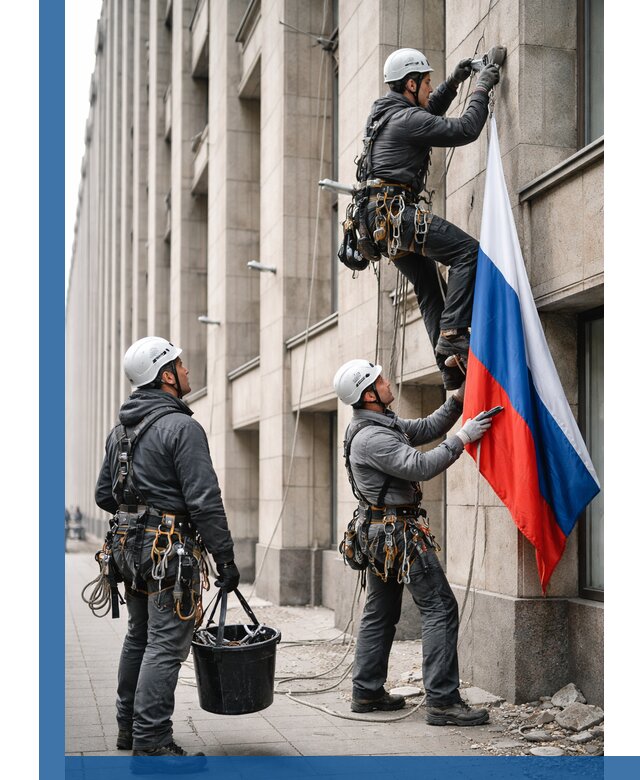 Профессиональная установка флагов на фасаде в Орске