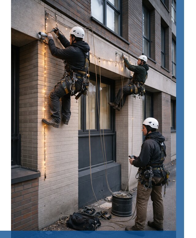 Монтаж гирлянд на фасаде в Орске от 3619 р. | ВЫСОТНИК-Рск