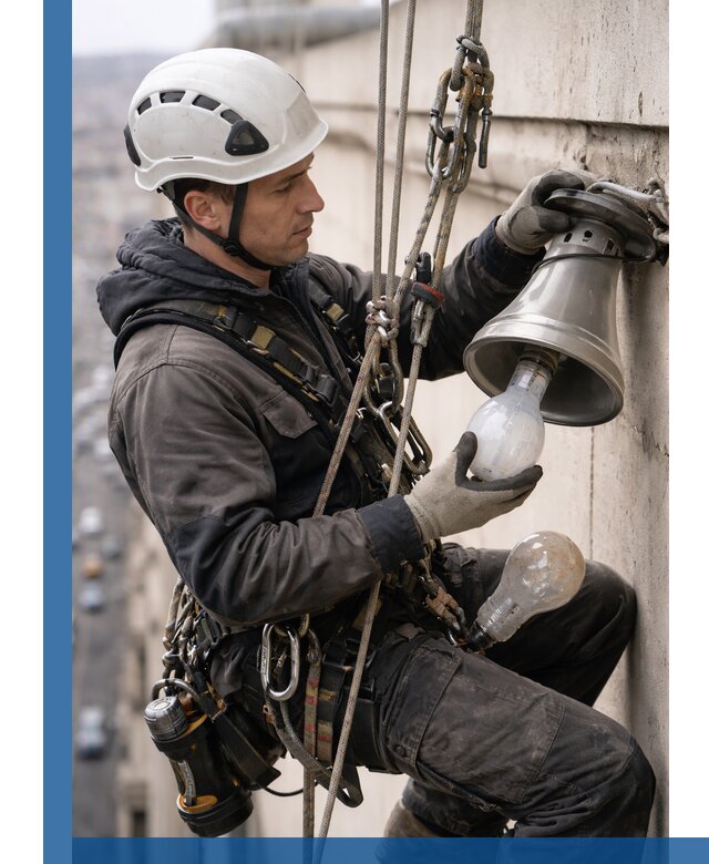 Замена ламп на высоте в Орске профессионально и быстро