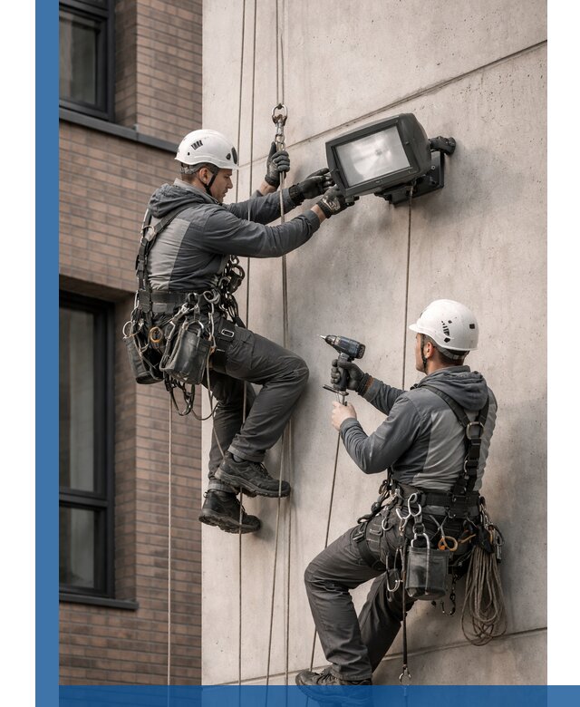 Профессиональный монтаж фасадных прожекторов в Орске под ключ