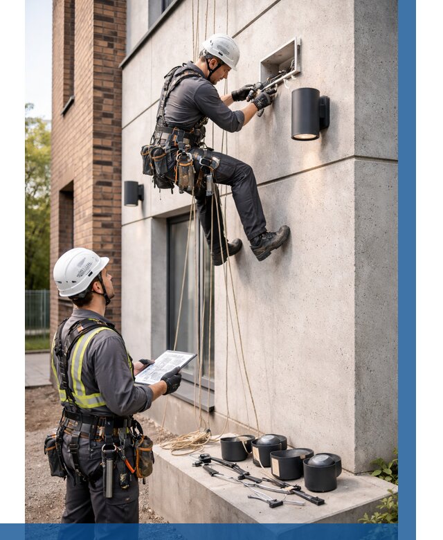 Монтаж фасадного освещения в Орске от 2585 р. | ВЫСОТНИК-Рск