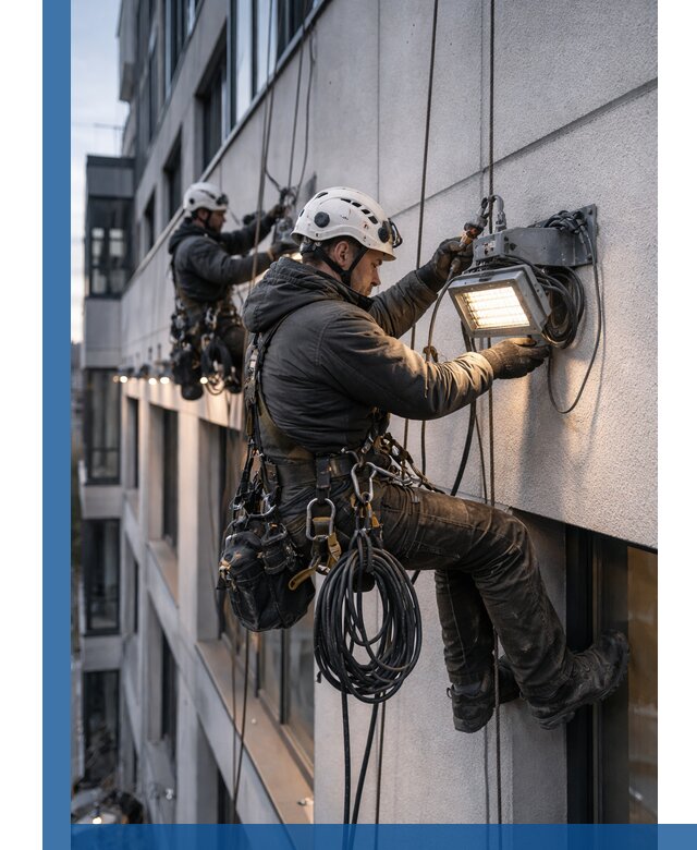 Монтаж фасадного освещения в Орске установка и подключение