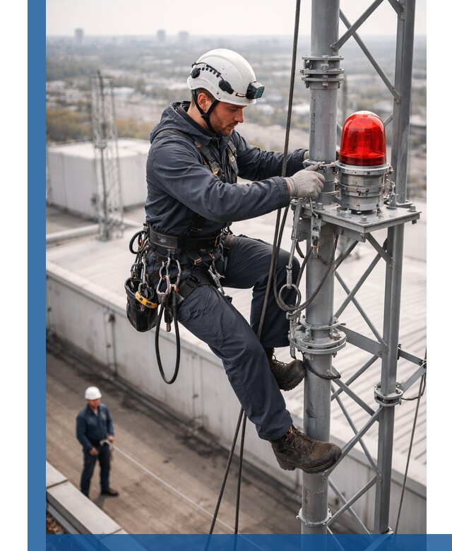 Монтаж заградительных огней и обслуживание объектов в Орске