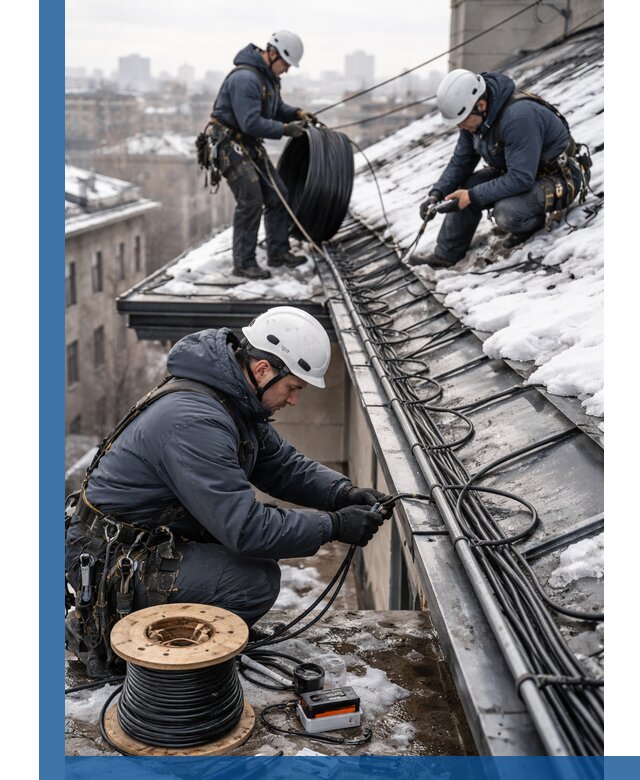 Монтаж греющего кабеля на кровле в Орске под ключ