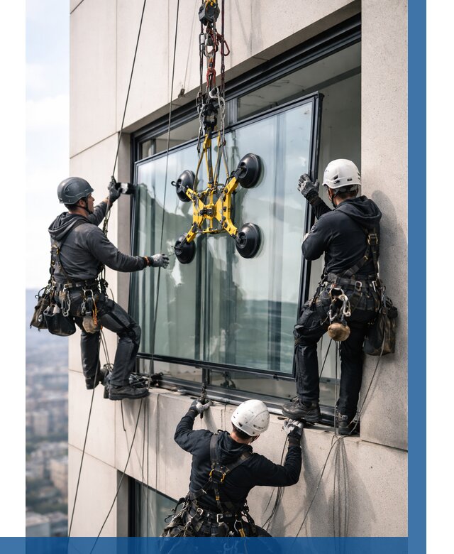 Монтаж стеклопакетов на высоте в Орске от 3309 р. | ВЫСОТНИК-Рск