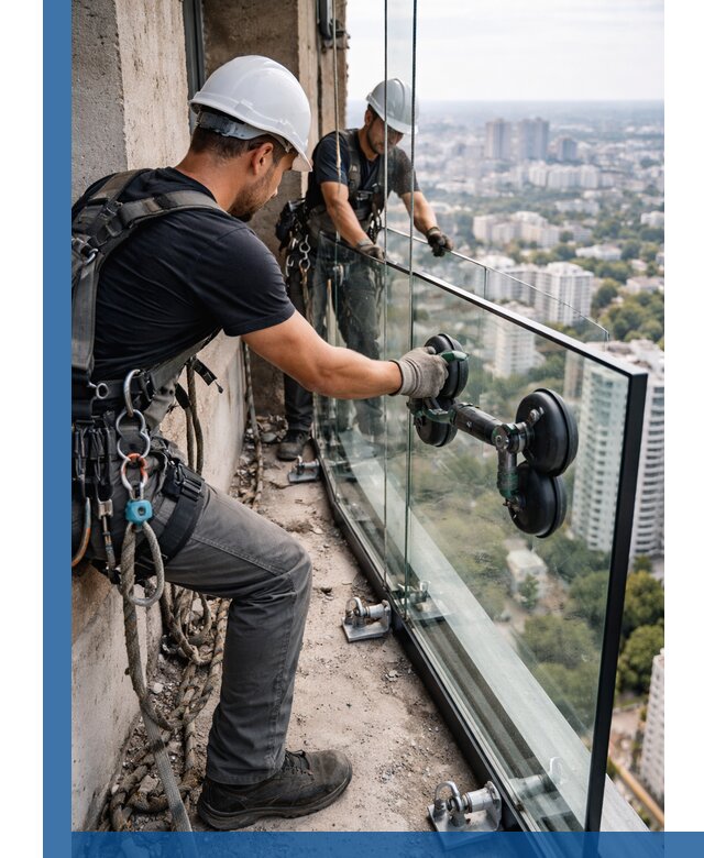 Монтаж стеклянных ограждений под ключ с гарантией в Орске