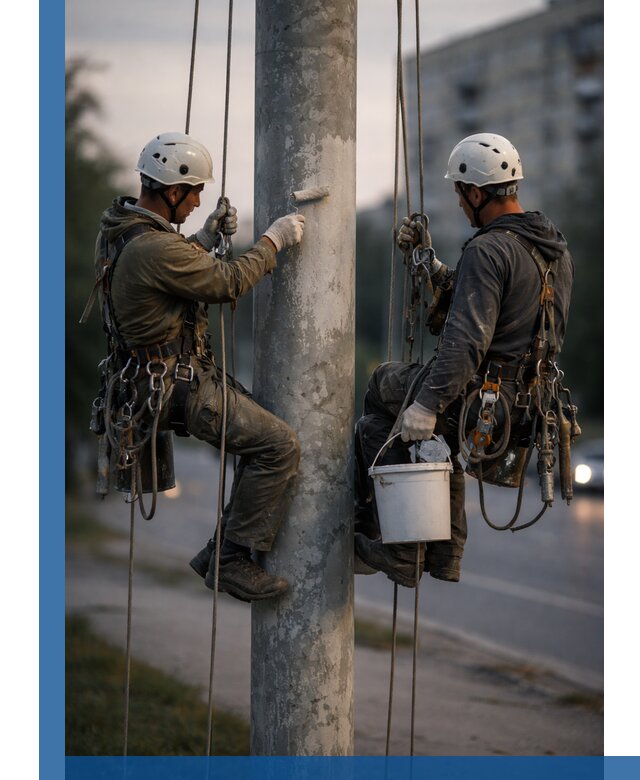 Покраска опор освещения и антикоррозийная защита в Орске