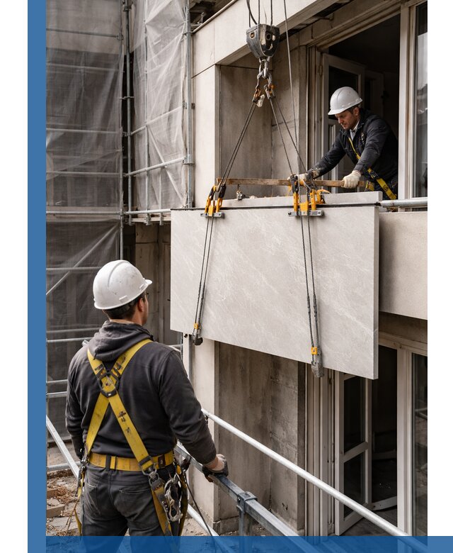 Подъем керамогранита на этаж в Орске грузчиками и техникой