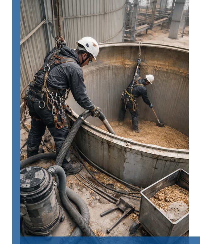 Профессиональная чистка зерновых бункеров в Орске с выездом