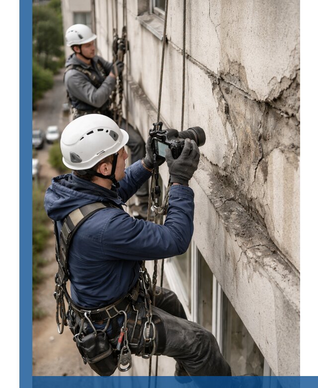 Фотофиксация дефектов фасада с высотной съемкой в Орске