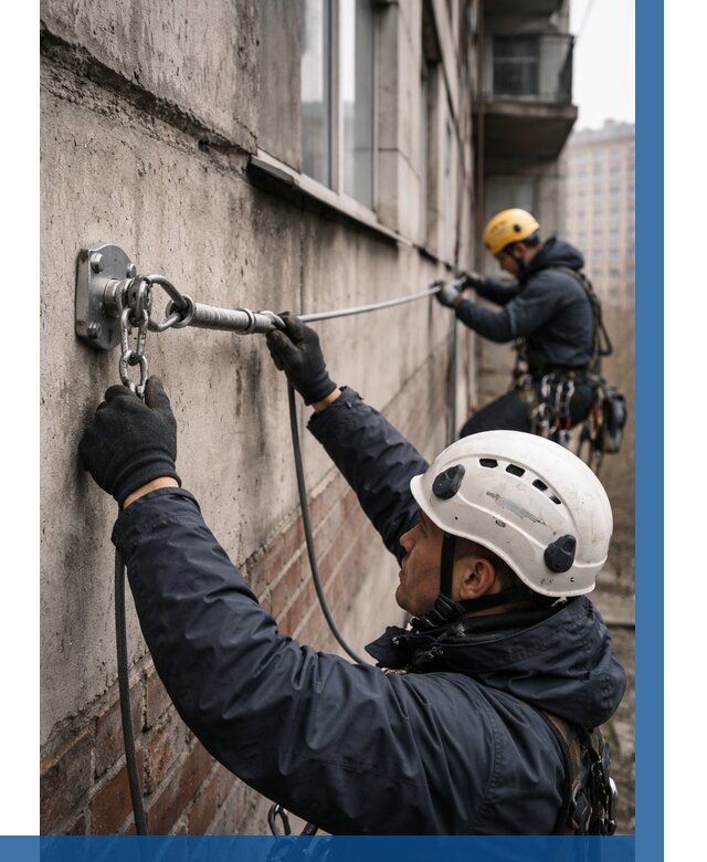 Монтаж анкерных линий в Орске от 3102 р. | ВЫСОТНИК-Рск